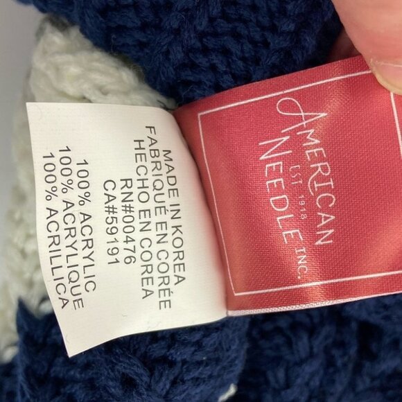 NWT Nordstrom American Needle Blue Rib Knit Beanie Pom Pom New With Tags Hat‎ - Picture 5 of 5
